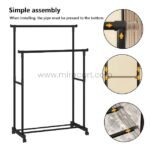 Simple assembly process for the double pole clothes rack with clear instructions for efficient setup, ensuring quick and easy installation.
