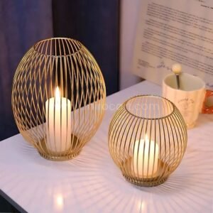 Gold Lantern Candle Holders – Geometric Frames for Magical Wedding, Holiday & Home Lighting
