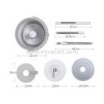 Components of hands-free spin mop set, including bucket, handles, and mop heads.