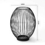 Tall 23cm oval black wire lantern candle holder.