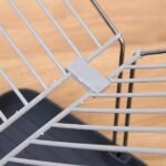 Detailed view of sturdy steel frame construction with plastic connectors.