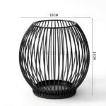Compact 15cm black spherical lantern candle holder.