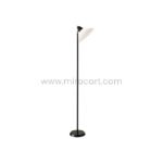 Adesso Swivel Floor Lamp with a matte black pole and white triangular shade, displayed against a plain backdrop.