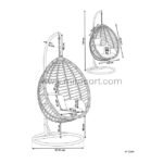 Side profile view showing compact dimensions of grey rattan egg chair