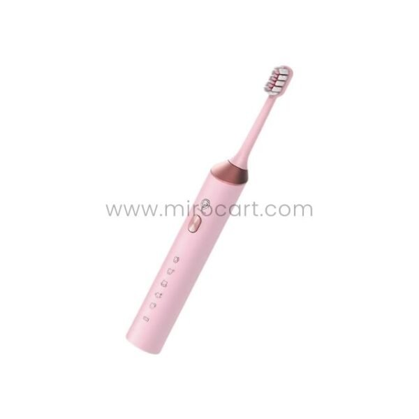 The vibrant pink Green Lion electric toothbrush showcased with a rose gold grip accent for a chic feminine appeal.