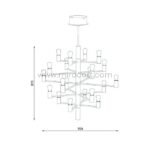 A technical drawing detailing the chandelier’s dimensions: height 67 cm, diameter 70 cm.