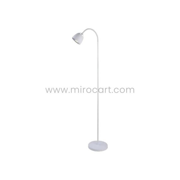 Close-up of the pristine white Modern FJORD Floor Lamp emphasizing its clean, modern aesthetic and adjustable head.
