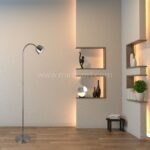 Silver Modern FJORD Floor Lamp enhancing a minimalist interior with soft, ambient lighting.