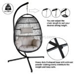 Adjustable chain and heavy-duty X-shaped base of the Premium Hanging Egg Chair, highlighting its stability and customization options.