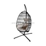 Premium Hanging Egg Chair with a black frame and cushioned seat, featuring a sturdy stand for versatile use.