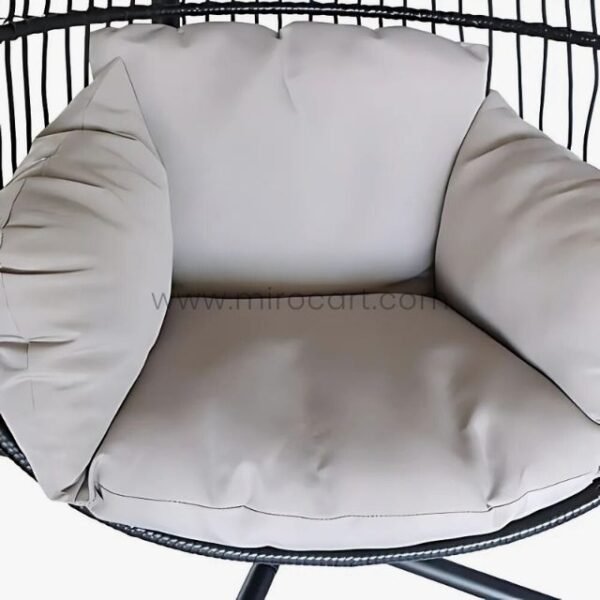 Close-up view of the soft, plush cushions on the Premium Hanging Egg Chair, highlighting its comfortable seating area.