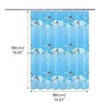 Dolphin shower curtain with dimensions clearly marked as 180cm x 180cm (70.87" x 70.87").
