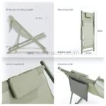 Technical views showing foldable sun lounger dimensions in open (101x62x81cm) and folded (128x61.5cm) positions.