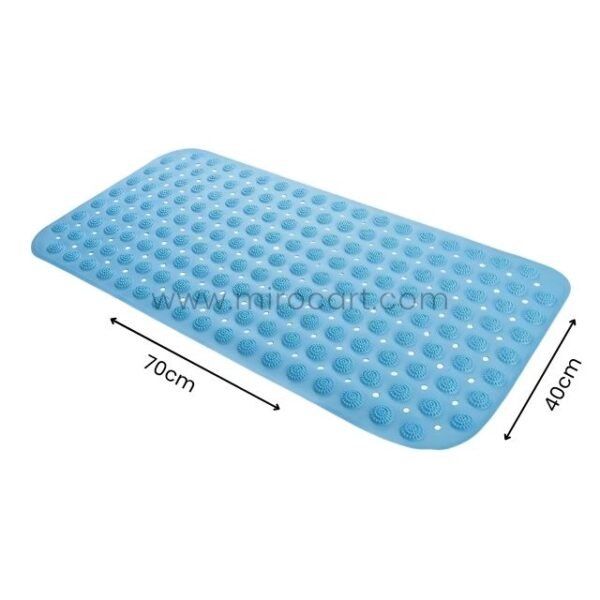 A non-slip bathtub mat labeled with dimensions: 70 cm long and 40 cm wide.