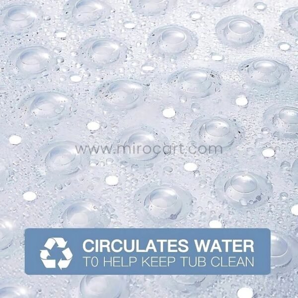 Close-up of a transparent bath mat with water droplets showing how it allows water to drain through.