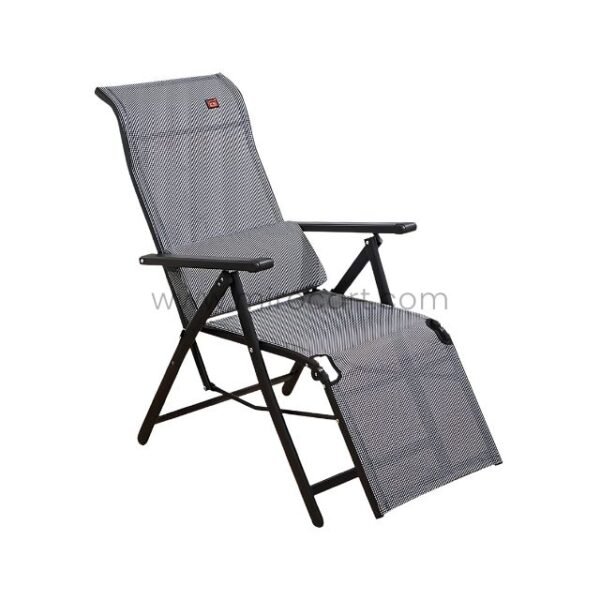 A premium zero-gravity lounge chair in grey placed indoors, showing its sleek frame and breathable mesh design.