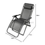 A zero-gravity lounger with clear dimension markers: 72cm (width) x 180cm (length), spacious yet compact for any patio.