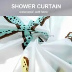 Starfish shower curtain made from soft, waterproof fabric, emphasizing its comfort and practicality.