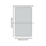 Illustration showing the dimensions of the textured 3D shower curtain at 180cm x 180cm / 70.87" x 70.87".