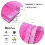 Close-up of textured 3D shower curtain showing its EVA material, reinforced grommets, and easy-clean surface.