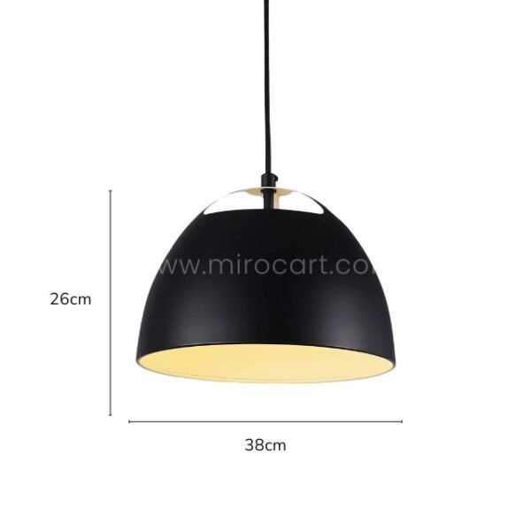 Oversized black Fjord Halo pendant light (26 cm height, 38 cm diameter) anchors a modern space with bold presence.