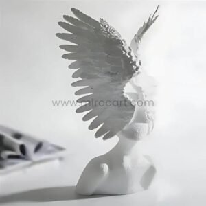 Celestial Winged Angel Sculpture – 55cm Resin Seraphim Statue for Luxe Home & Altar Decor