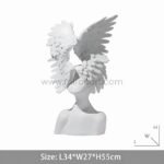 Celestial Winged Angel Sculpture with dimensions: L34cm x W27cm x H55cm, elegantly proportioned.