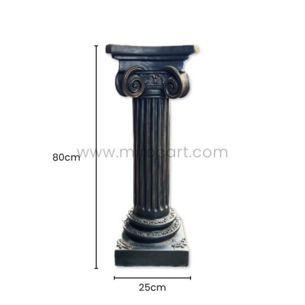 A close-up view of a classical Roman pillar with labeled dimensions (80cm height, 25cm width), highlighting its elegant yet compact design.