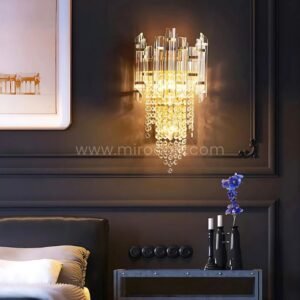 Crystal Cascade Wall Light – Jewel-Cut Glass & Brushed Gold for Luxury Interiors