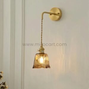 Golden Vintage Wall Light – 39″ Draped Cord + Whiskey-Warm Amber Glow for Moody Interiors