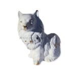 Close-up of the Graceful Porcelain Dog Sculpture highlighting fine detailing in the fur, eyes, and gold-trimmed collar.