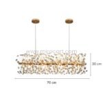 Technical diagram showing chandelier’s dimensions (70 cm x 30 cm).