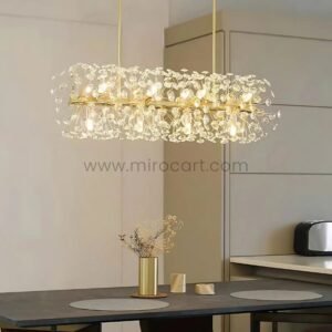 Luxury Gold Bar Chandelier with Cascading Crystals | Statement Lighting for Dining & Kitchen Islands