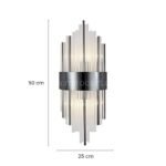 Modern Cascade Wall Light in silver, measuring 50 cm high by 25 cm wide.