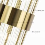 Close-up of metal rods and E14 bulb bases on the Modern Cascade Wall Light.