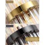 Modern Cascade Wall Light in titanium gold and matte black finishes with crystal rods.
