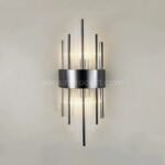 Modern Cascade Wall Light in matte black with cascading glass rods.