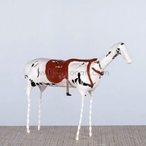 Shattered Ride Sculpture | Bleached Horse, Crimson Lie | Resin Art Decor
