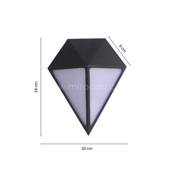 Diamond wall light with labeled measurements: 24 cm height, 20 cm width, 6 cm depth.