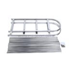 Premium stainless steel shoe rack shown disassembled with rods, screws, and frame laid out.