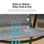 Close-up of waterproof and breathable mesh fabric on modern outdoor chair.