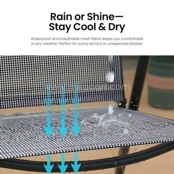 Close-up of waterproof and breathable mesh fabric on modern outdoor chair.