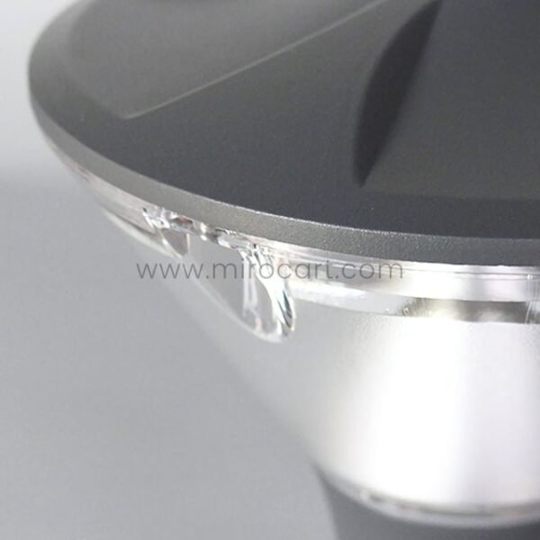 Transparent shade of a modern outdoor wall light showing premium build and lighting clarity.