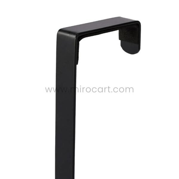 Close-up of the mounting arm locking the over-the-door hook rack securely in place.