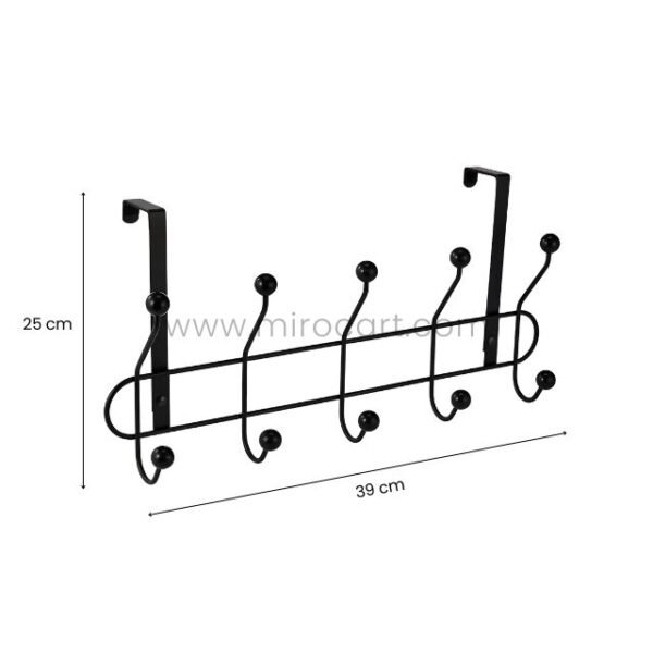 Over-the-door hook rack with clear labels showing 39 cm length and 25 cm height.