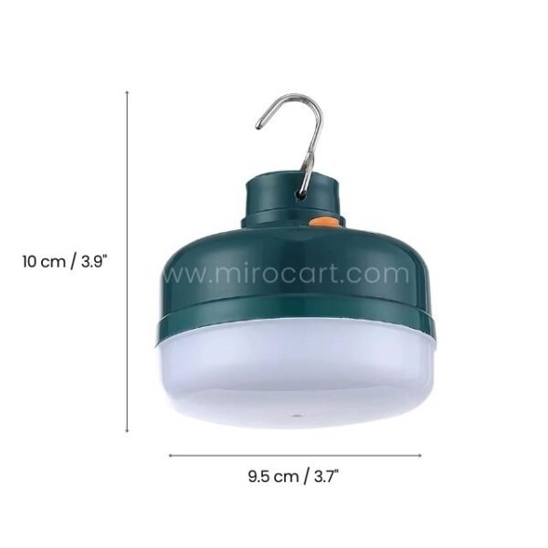 Rechargeable LED Camping Lantern shown with dimensions: 10 cm height, 9.5 cm width.