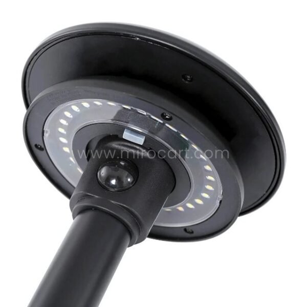 Top-down view of LED head with built-in motion sensor on the solar pathway light.