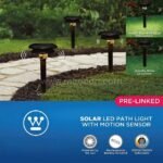 Pre-linked solar LED pathway lights with motion sensors and selectable color temperatures.