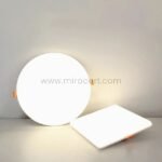 Minimalist sleek LED ceiling downlight with frameless finish on clean background.